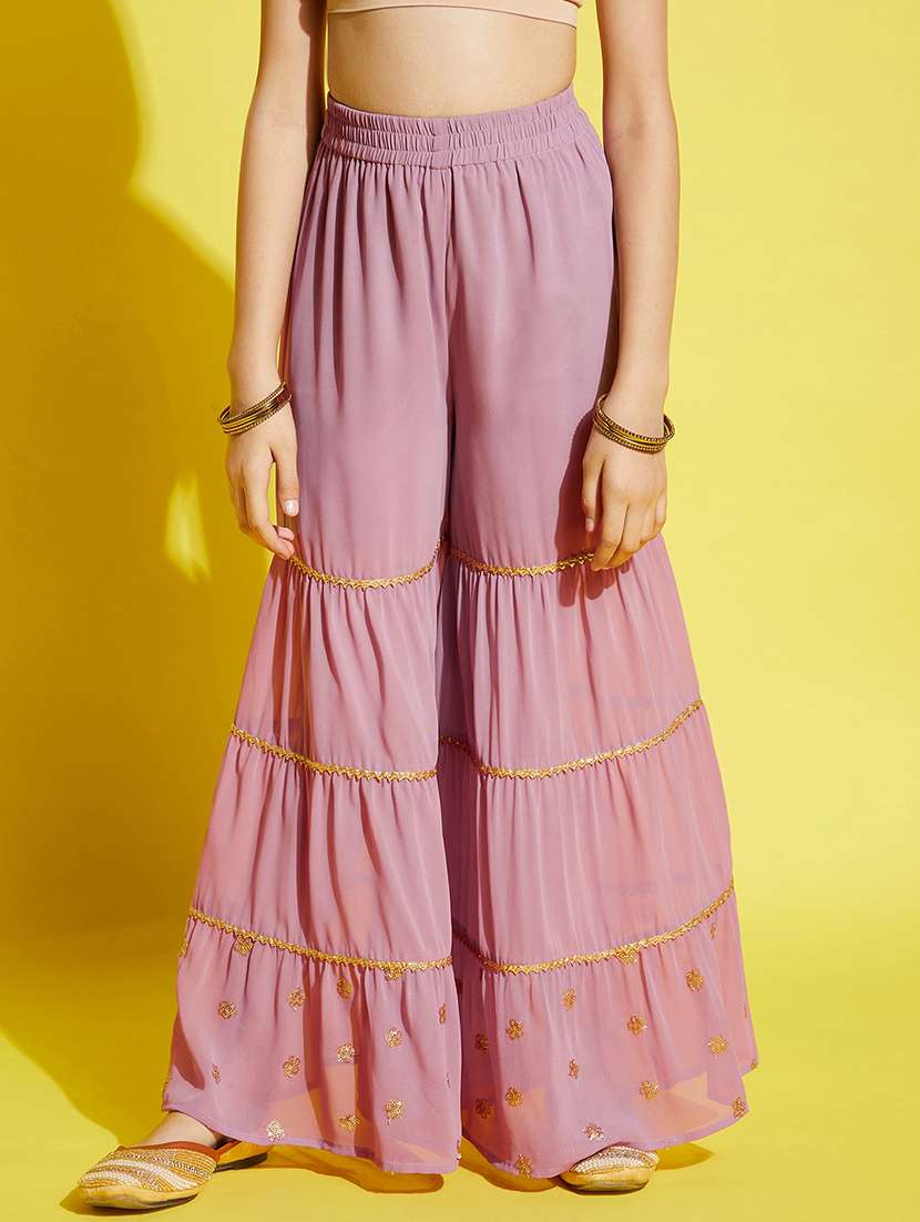 girls embroidered kurta sharara suit set - 21716063 -  Standard Image - 5