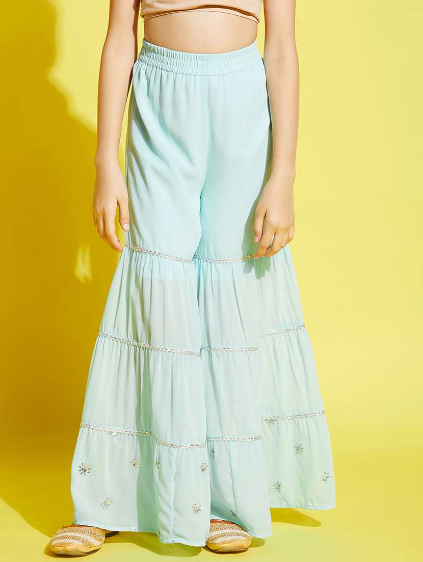 girls embroidered kurta sharara suit set - 21716064 - Standard Image - 5