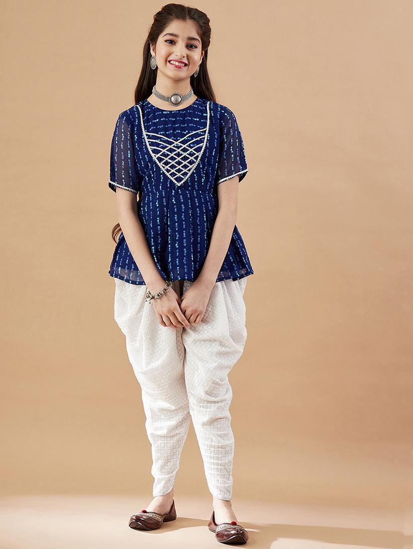 girls printed kurta dhoti set - 21716110 -  Zoom Image - 0