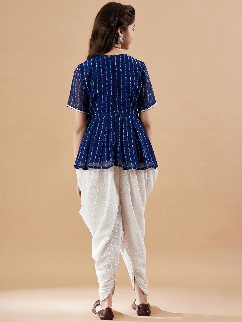 girls printed kurta dhoti set - 21716110 - Standard Image - 3