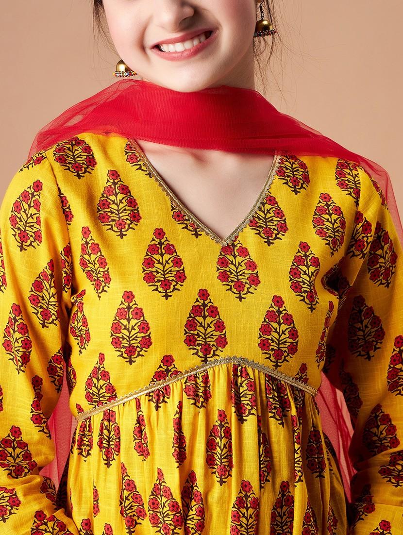 girls printed kurta sharara suit set - 21716123 - Standard Image - 5