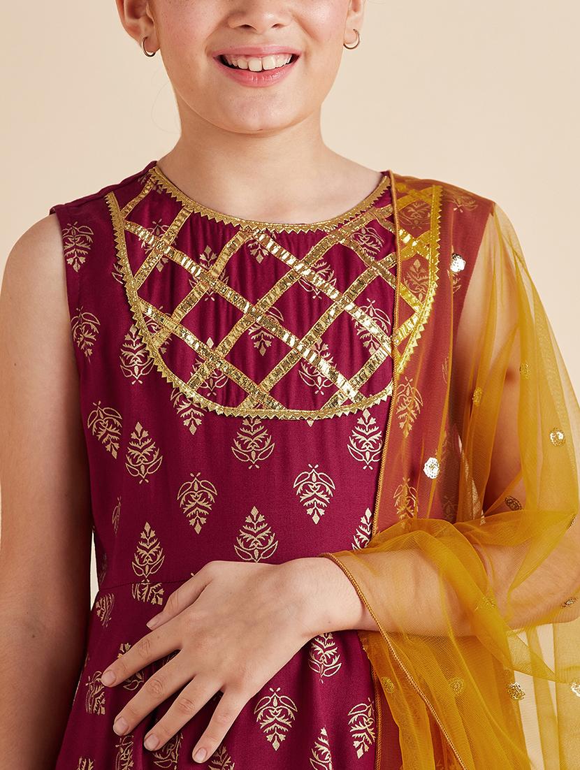 girls printed kurta sharara set with dupatta - 21716140 - Standard Image - 5