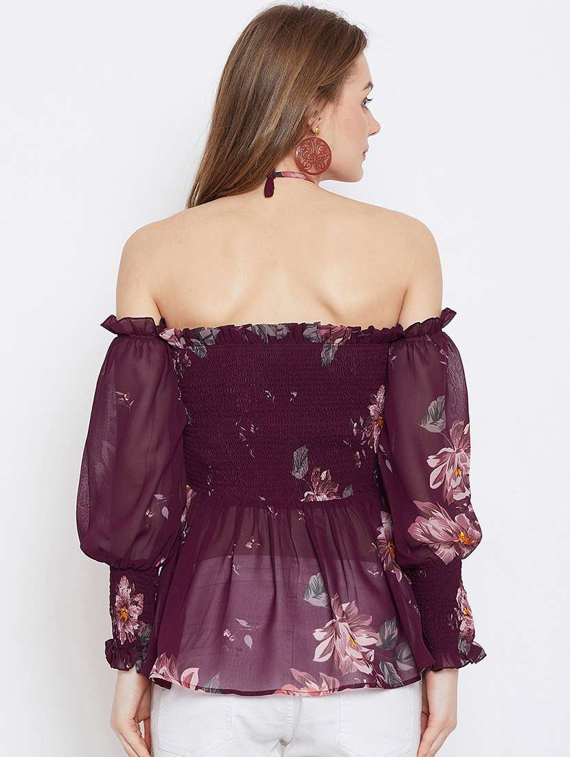women floral print off shoulder peplum top - 21716158 -  Standard Image - 3