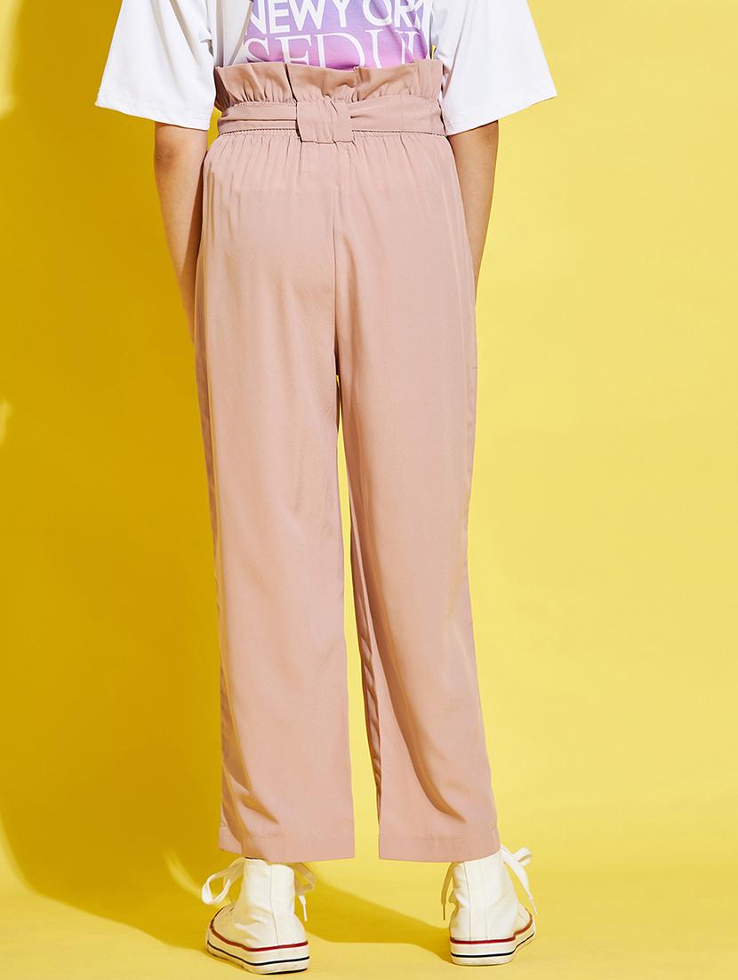 girls peach solid staright trouser - 21716166 - Standard Image - 3