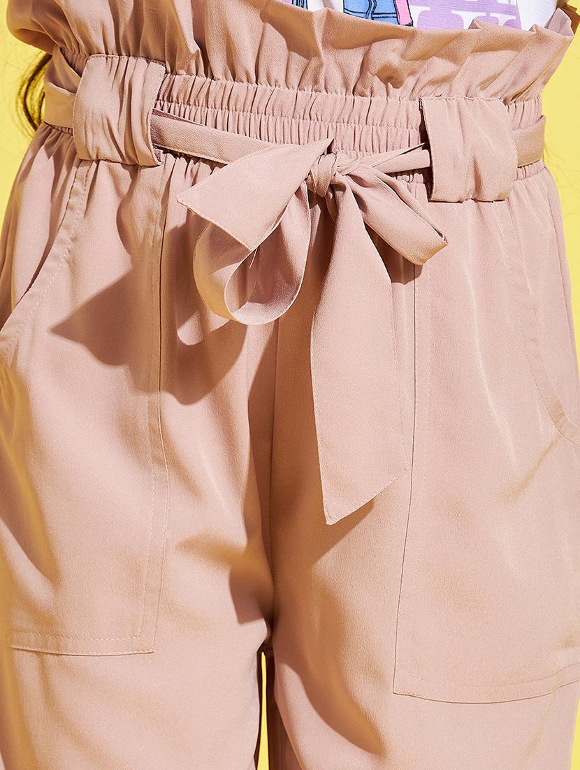 girls peach solid staright trouser - 21716166 - Standard Image - 5