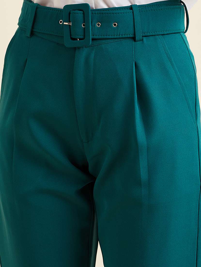 women solid high rise cigarette pants - 21716180 -  Standard Image - 5