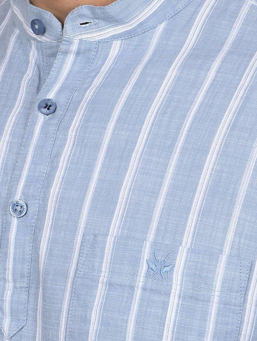 men mandarin neck striped short kurta - 21716219 -  Standard Image - 5