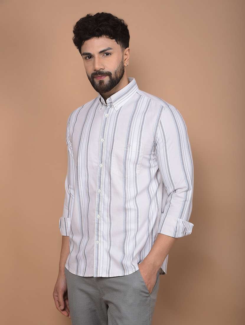 men long sleeves striped casual shirt