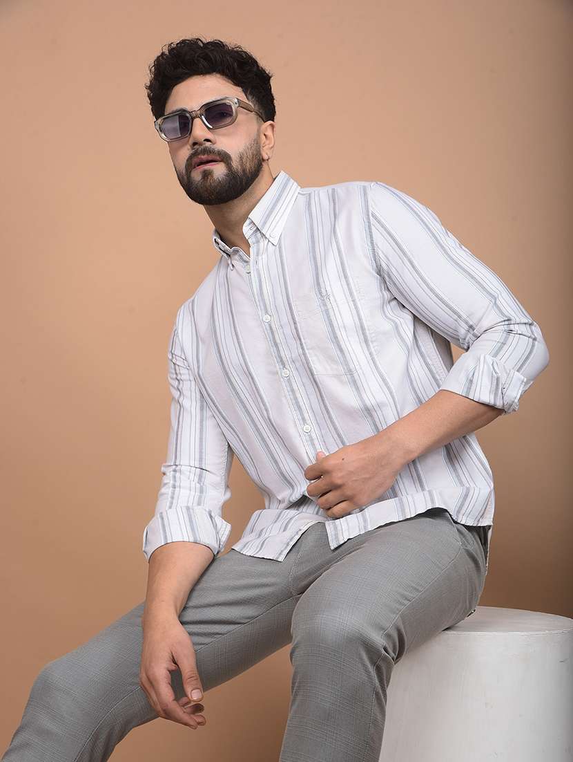 men long sleeves striped casual shirt - 21716220 -  Standard Image - 3