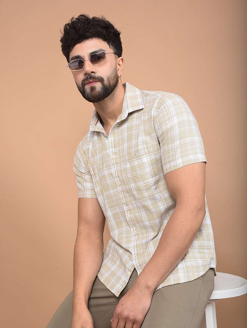 Men Short Sleeves Checkered Casual Shirt - 21716232 -  Standard Image - 3
