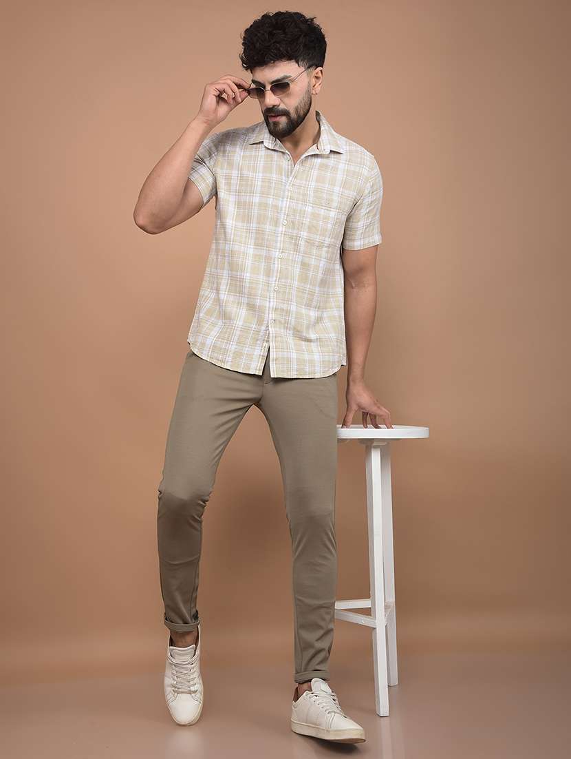 Men Short Sleeves Checkered Casual Shirt - 21716232 -  Standard Image - 5