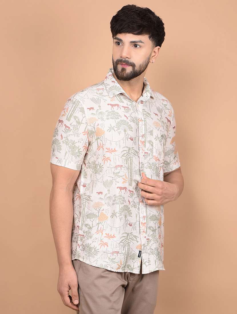 men short sleeves printed casual shirt - 21716234 -  Standard Image - 3
