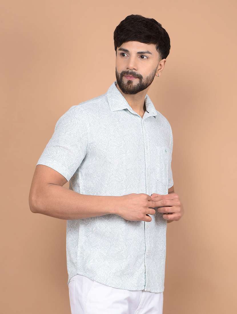 men short sleeves printed casual shirt