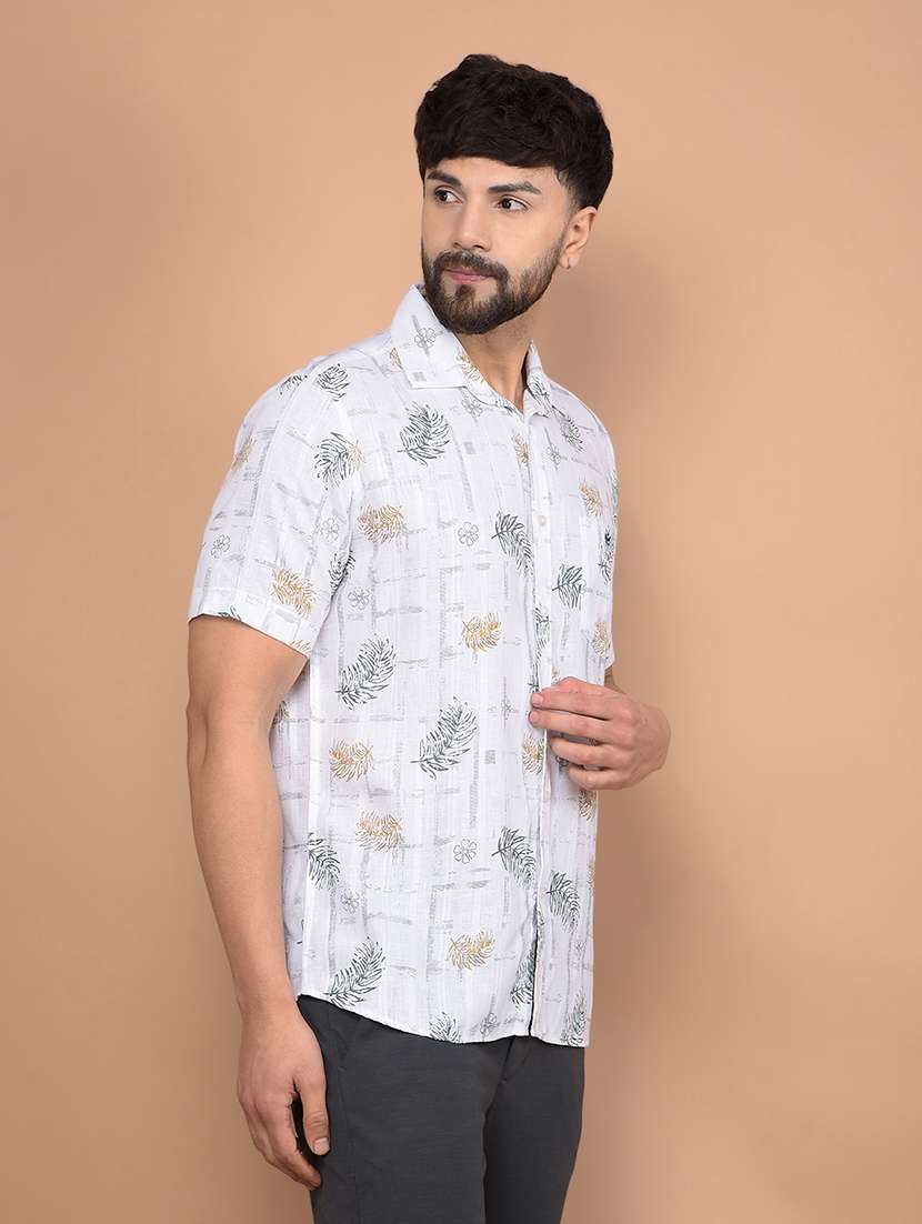 men short sleeves printed casual shirt