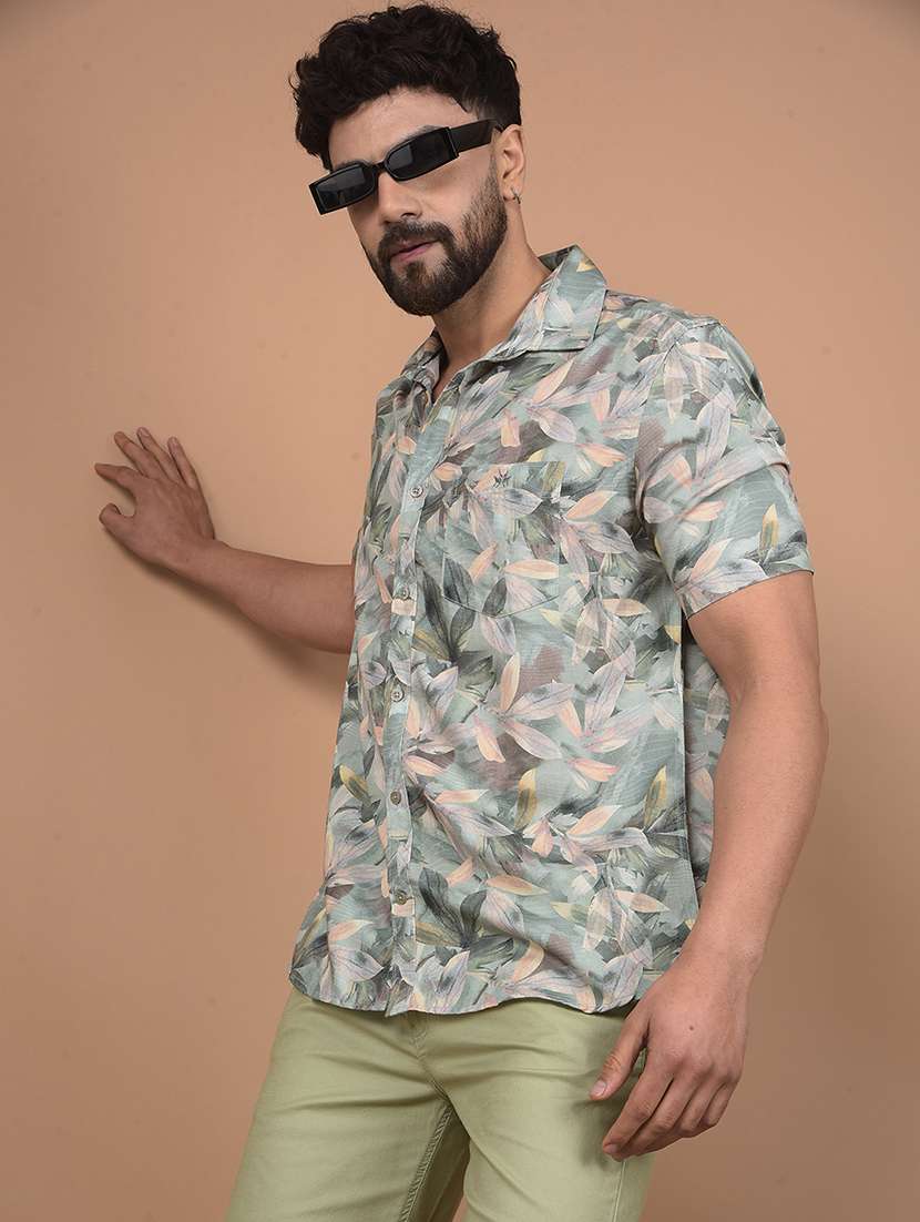men short sleeves printed casual shirt - 21716258 -  Standard Image - 3