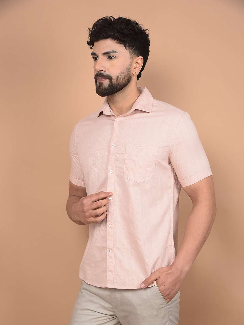 men short sleeves striped casual shirt