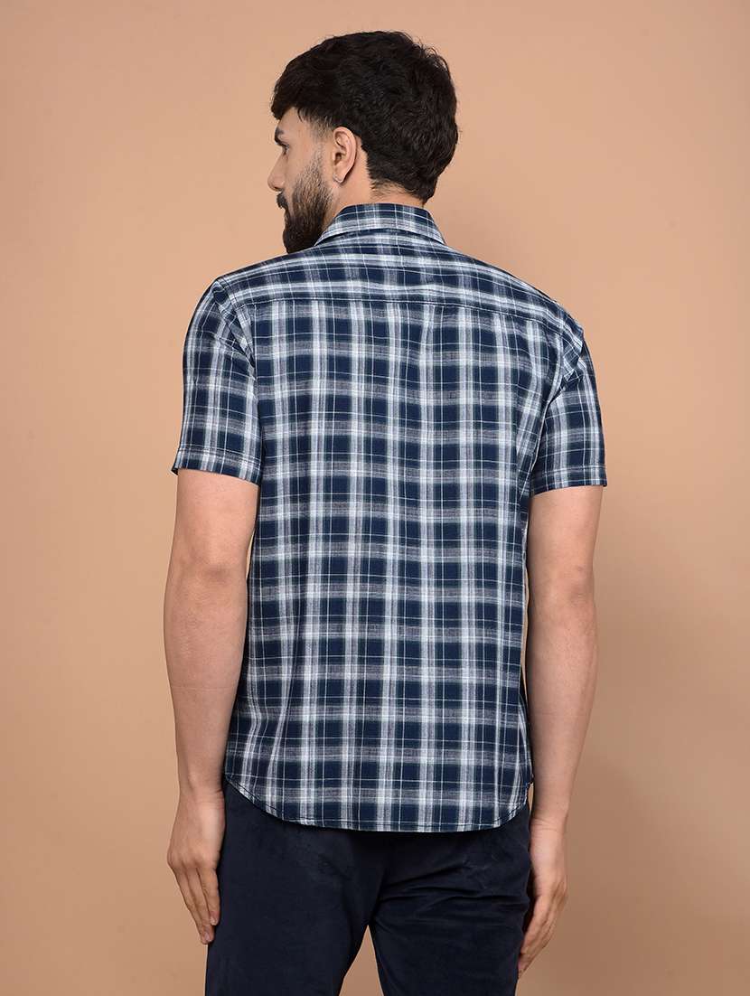 men short sleeves checkered casual shirt - 21716265 -  Standard Image - 3