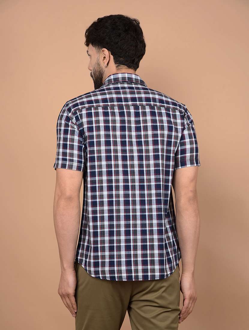 men short sleeves checkered casual shirt - 21716266 -  Standard Image - 3