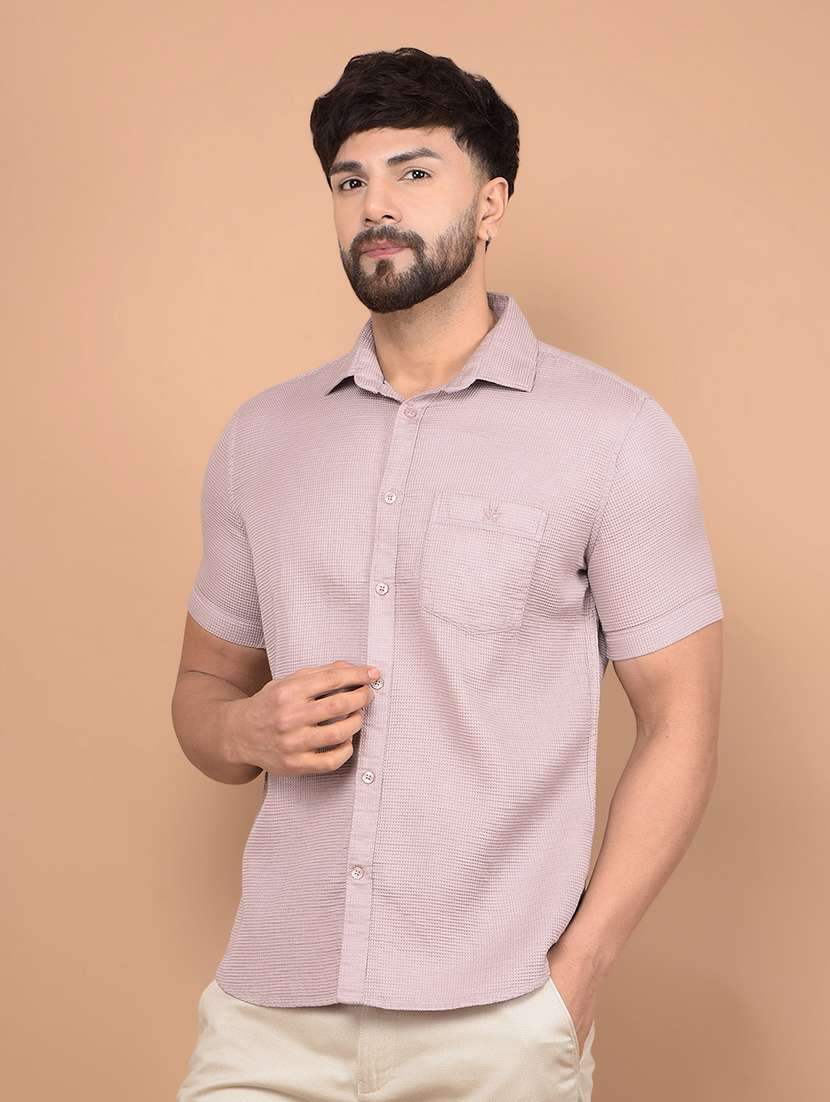 men short sleeves solid casual shirt