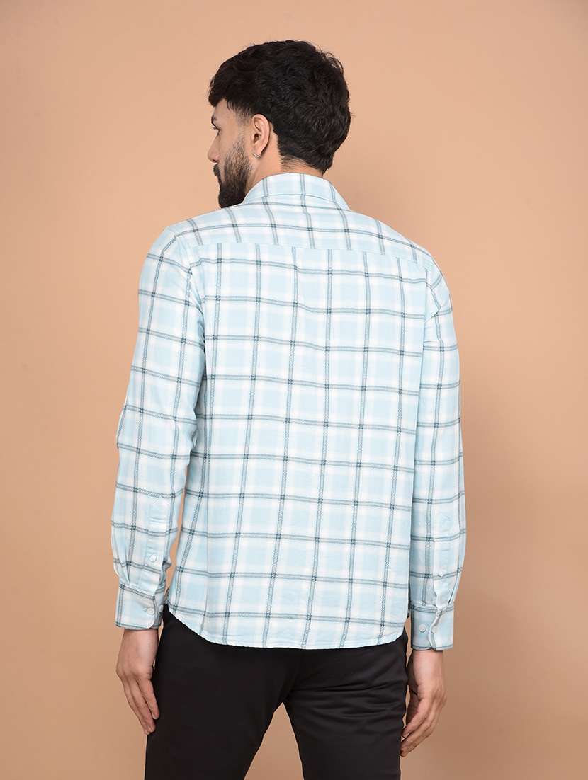 men long sleeves checkered casual shirt - 21716277 -  Standard Image - 3