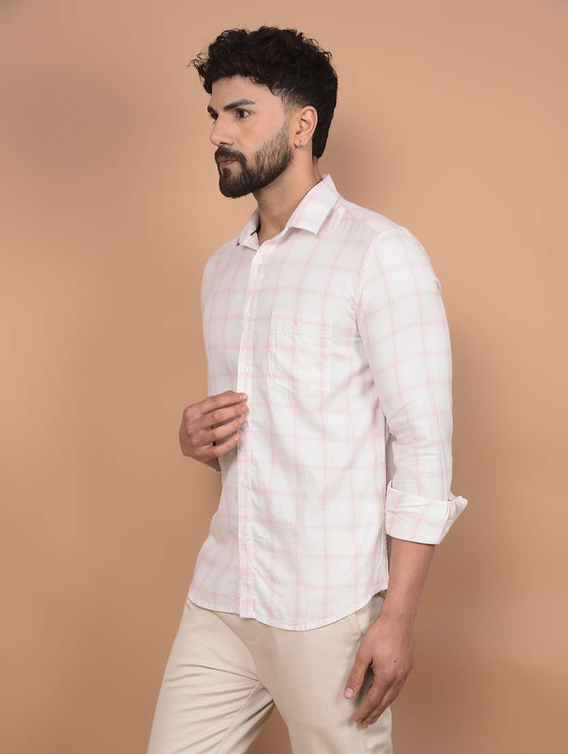 men long sleeves checkered casual shirt