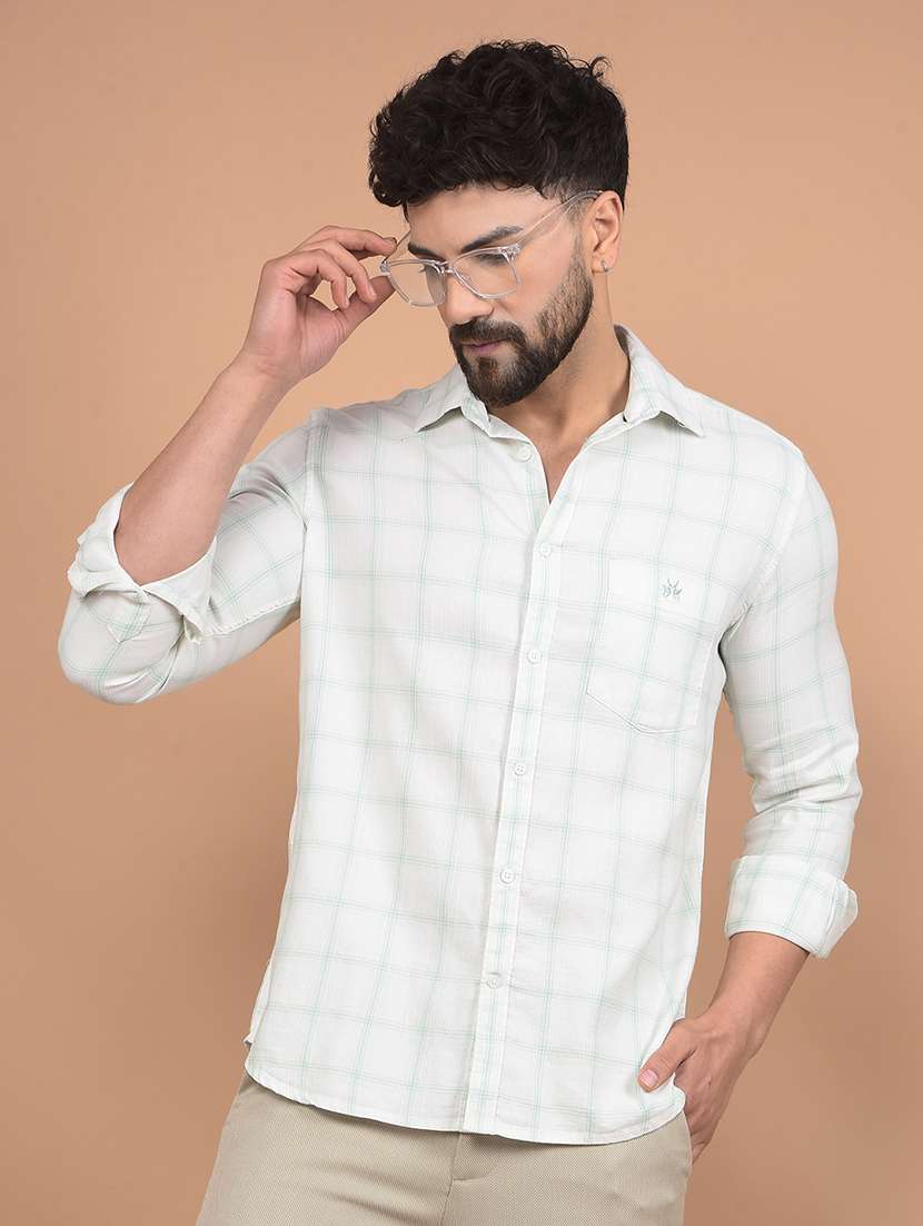 men long sleeves checkered casual shirt - 21716282 -  Standard Image - 3