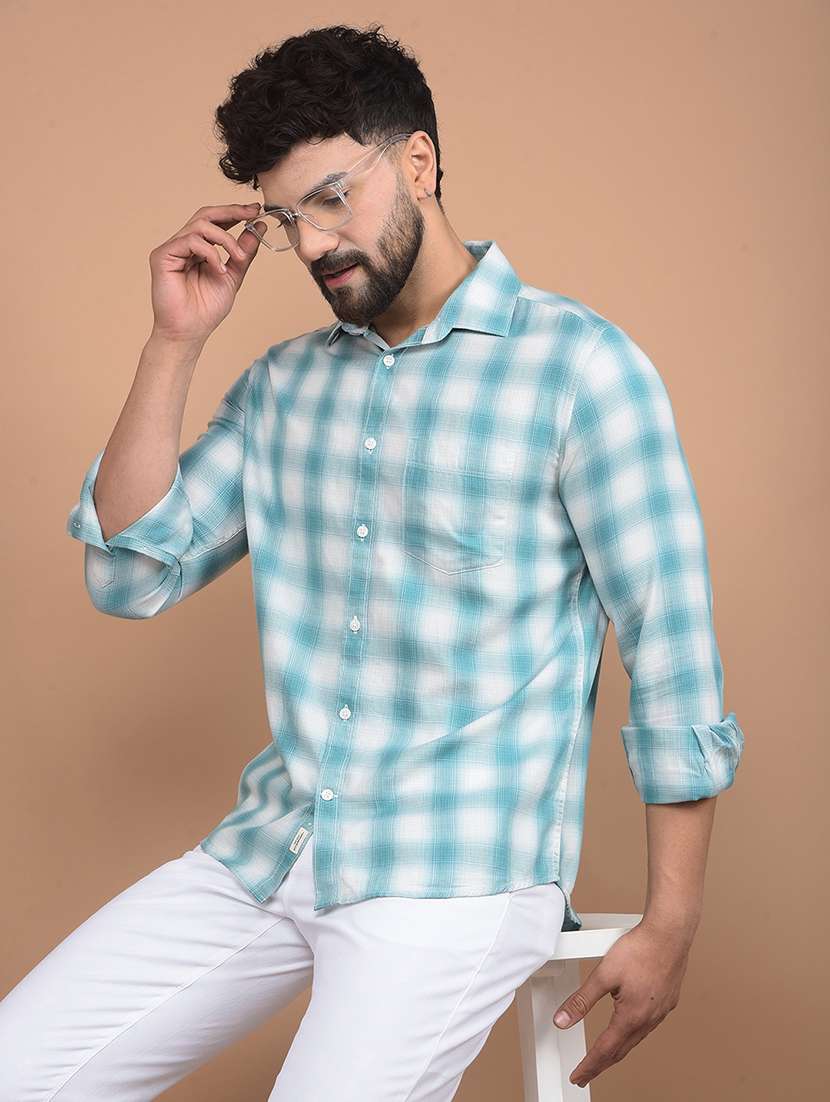 men long sleeves checkered casual shirt - 21716290 -  Standard Image - 3