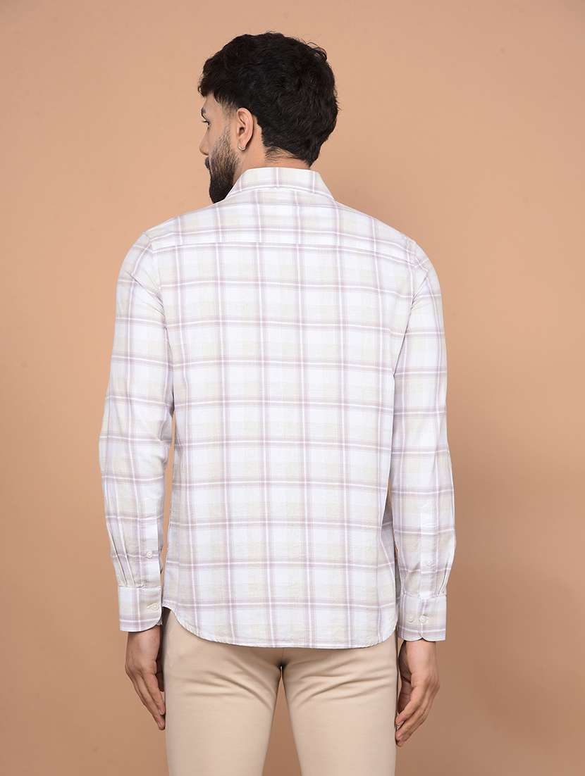 men long sleeves checkered casual shirt - 21716294 -  Standard Image - 3