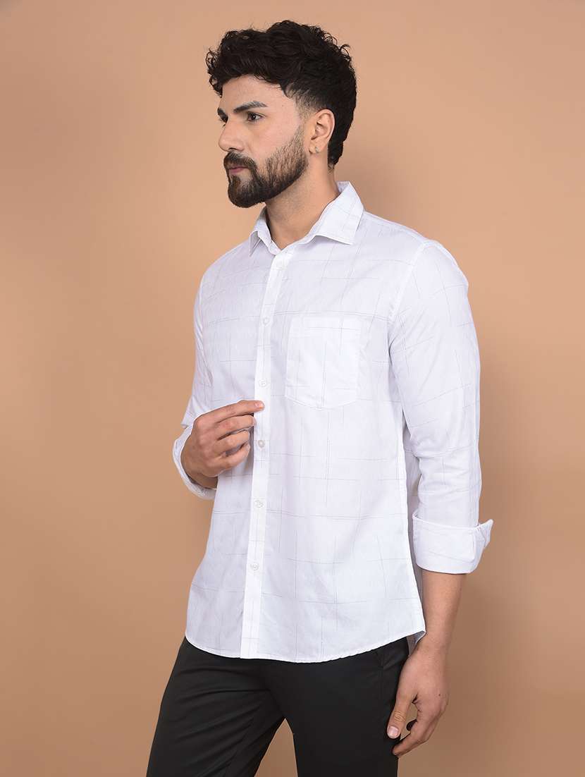 men long sleeves checkered casual shirt