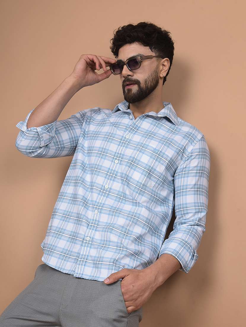men long sleeves checkered casual shirt - 21716307 -  Standard Image - 3