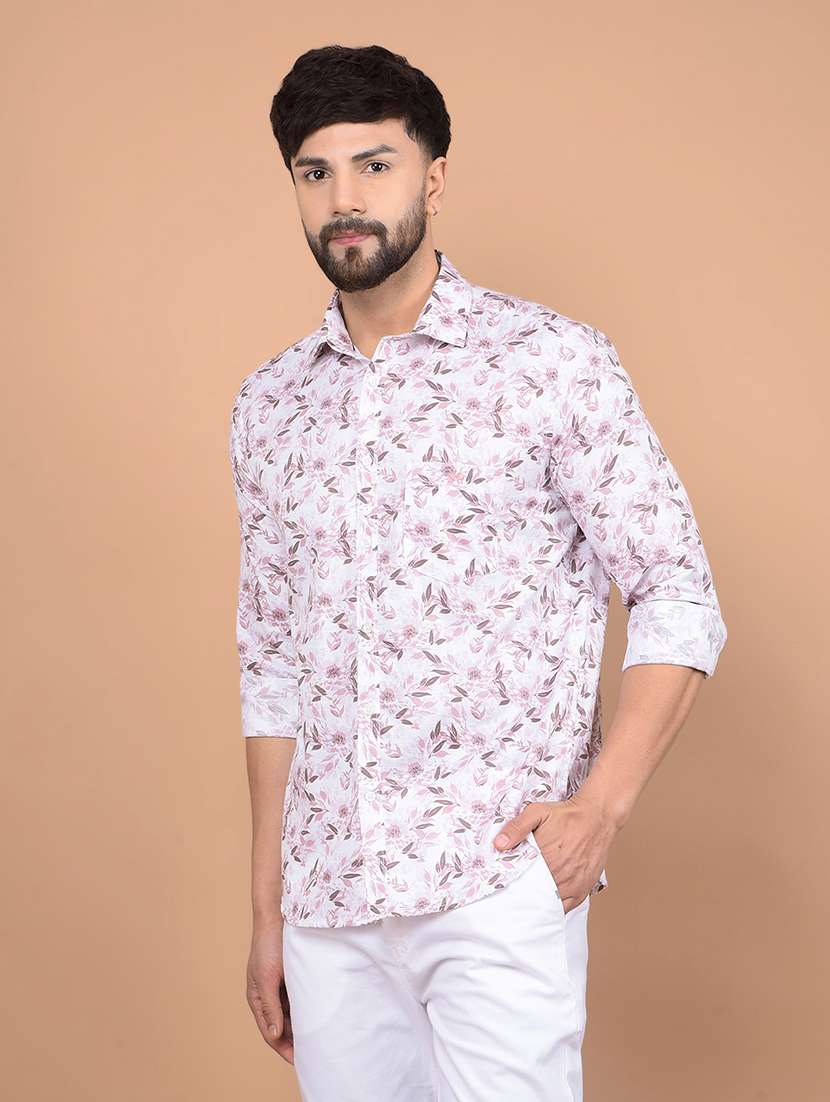 men long sleeves printed casual shirt