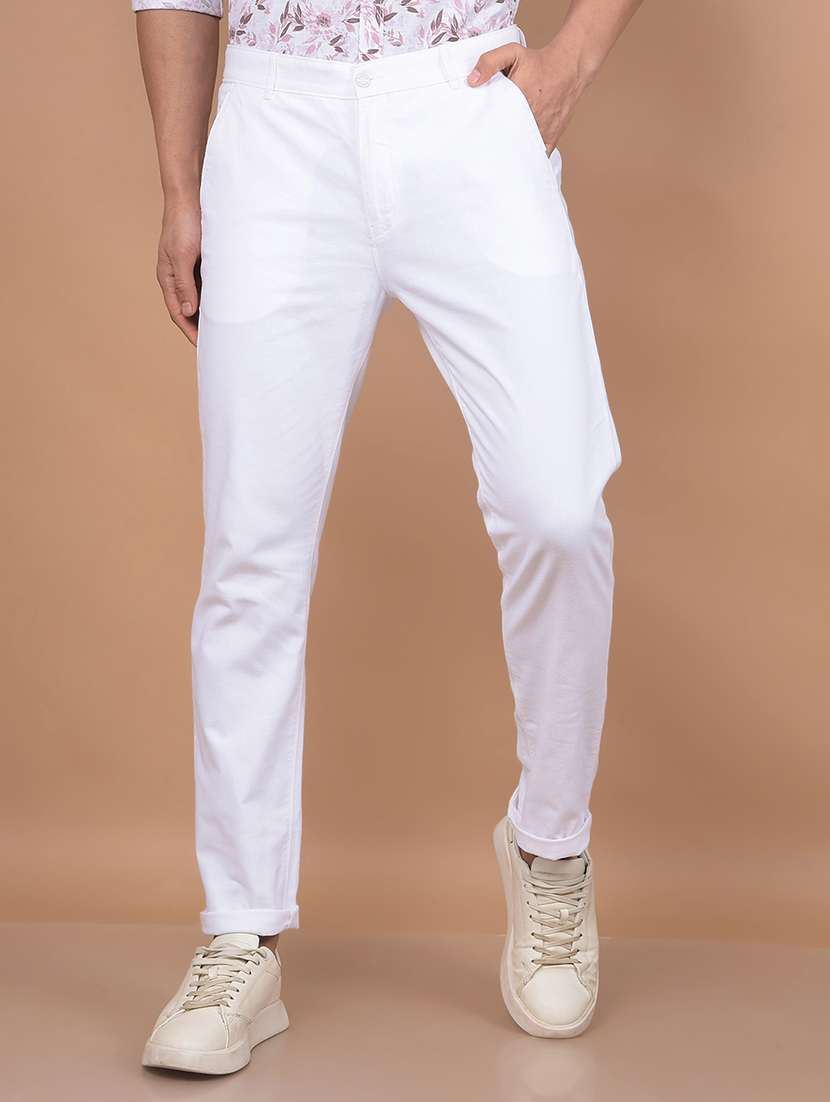 men mid rise solid chinos