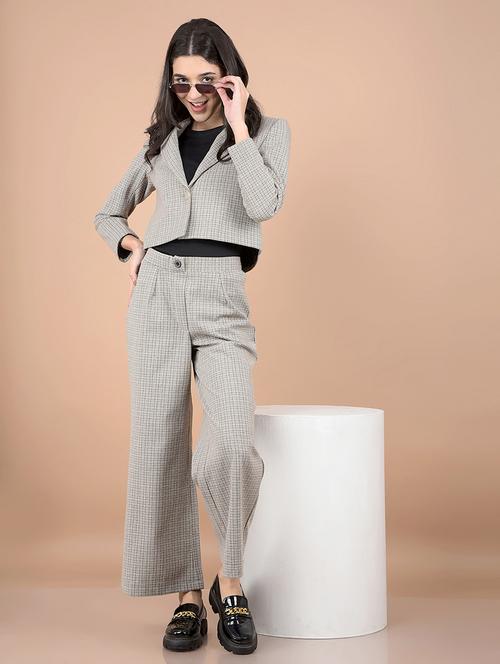 women self design blazer and trousers co-ord set - 21716356 - Standard Image - 0