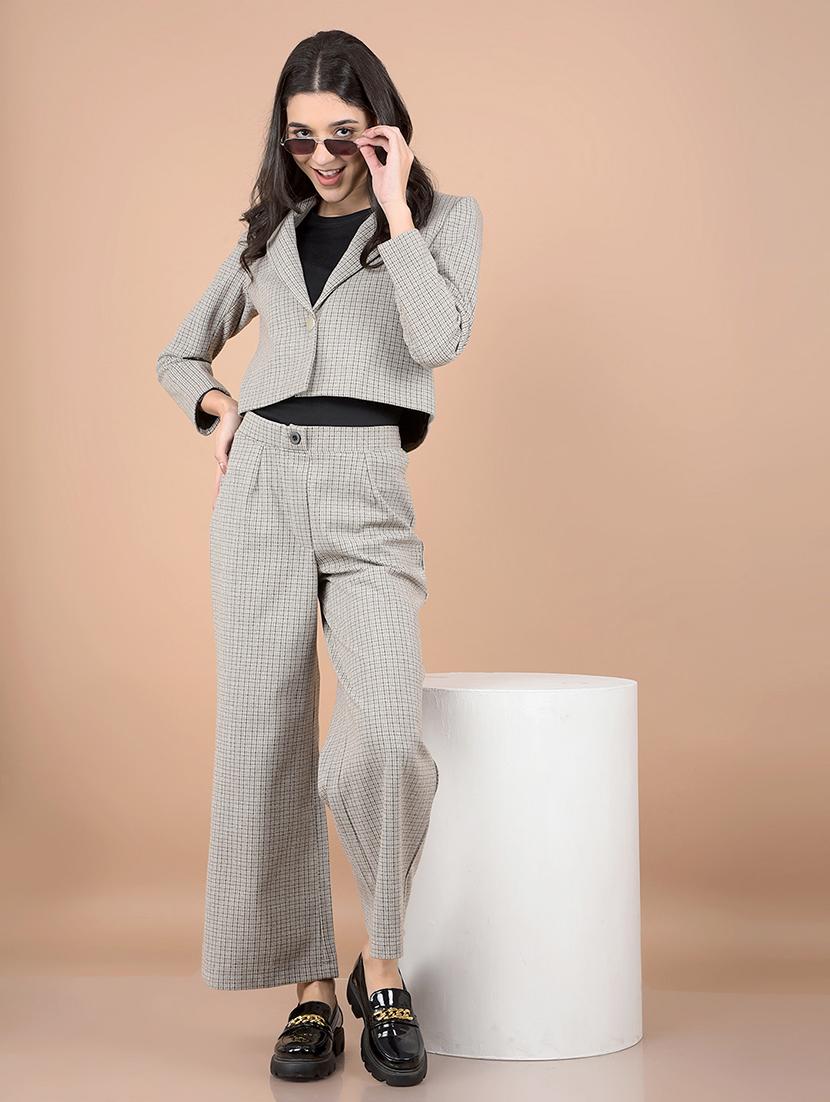 women self design blazer and trousers co-ord set - 21716356 - Zoom Image - 0