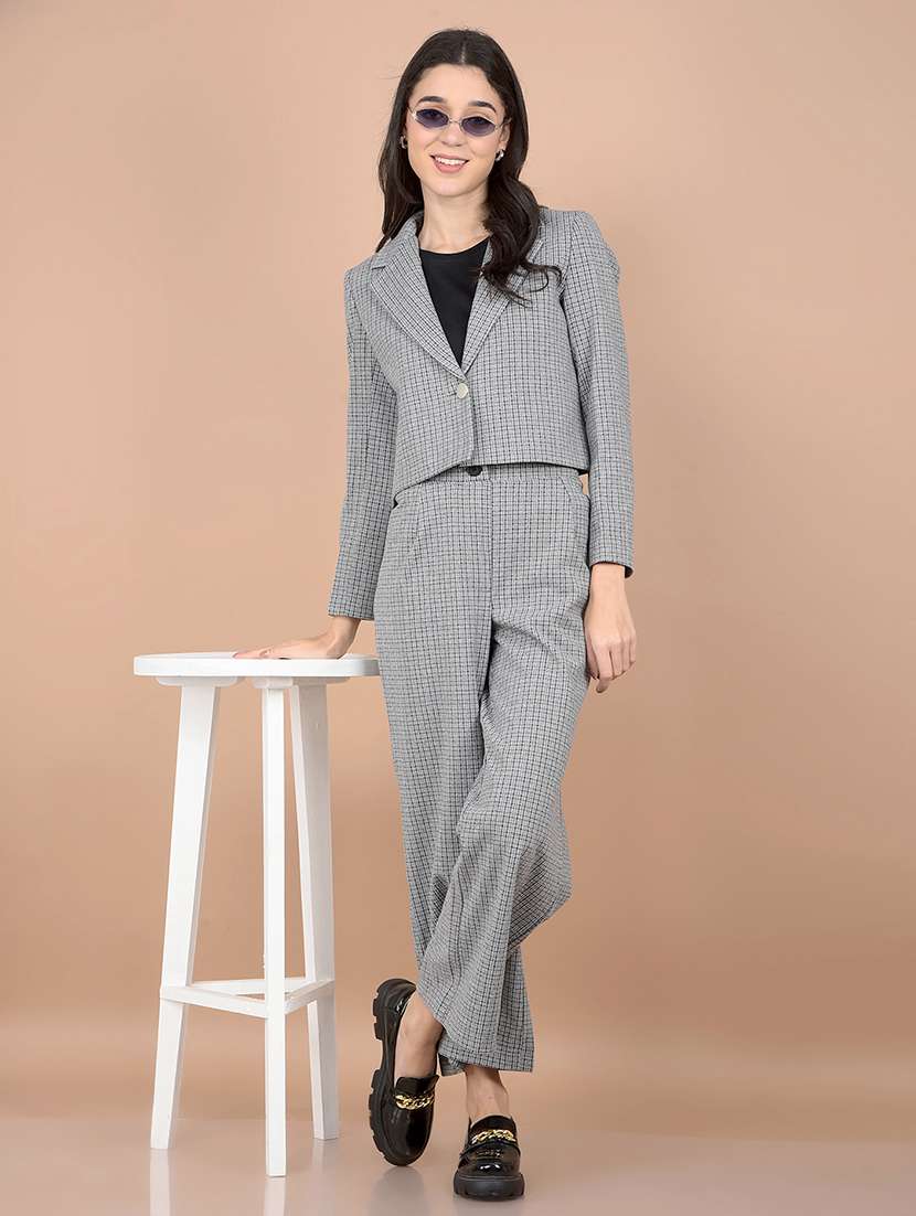 women self design blazer and trousers co-ord set - 21716357 -  Zoom Image - 0