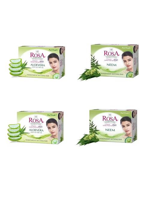 rosa transparent aloevera & neem gel soap i skin conditioners for moisturized skin i bathing bar i pack 4 *100g each - 21716362 - Standard Image - 0