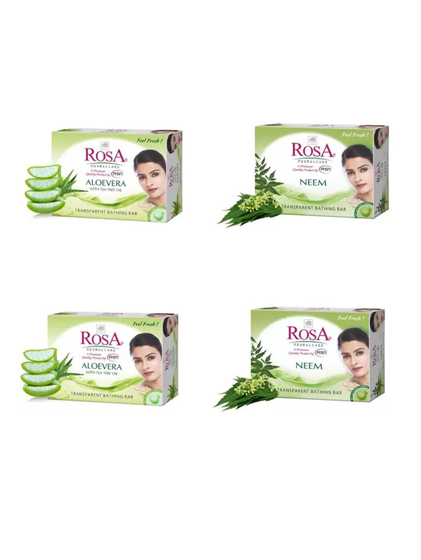 rosa transparent aloevera & neem gel soap i skin conditioners for moisturized skin i bathing bar i pack 4 *100g each - 21716362 - Zoom Image - 0