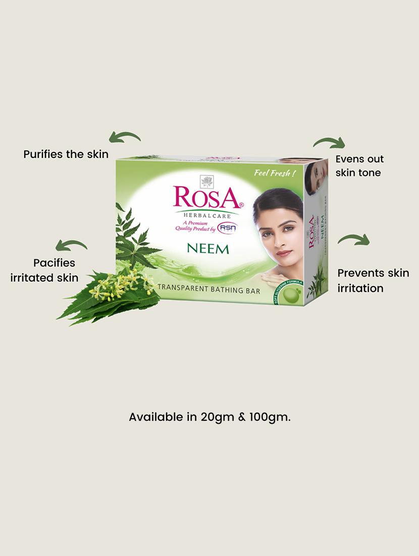 rosa transparent aloevera & neem gel soap i skin conditioners for moisturized skin i bathing bar i pack 4 *100g each - 21716362 - Standard Image - 3