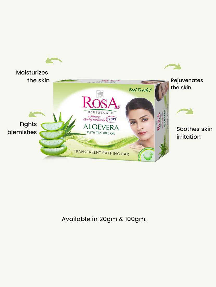 rosa transparent aloevera & neem gel soap i skin conditioners for moisturized skin i glyecrin bathing bar i pack 4 *100g each - 21716363 -  Standard Image - 3