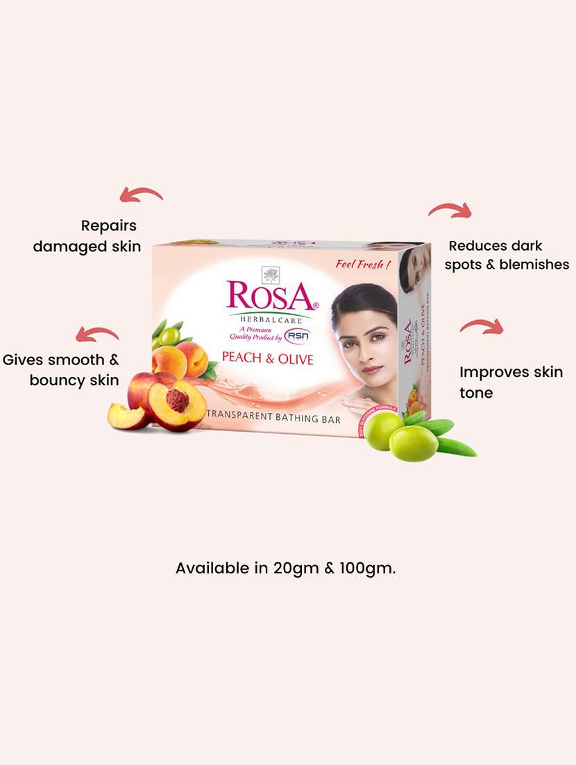 rosa transparent aloevera and peach & olive gel soap i skin conditioners for moisturized skin i bathing bar i pack 6 *100g each - 21716369 -  Standard Image - 5