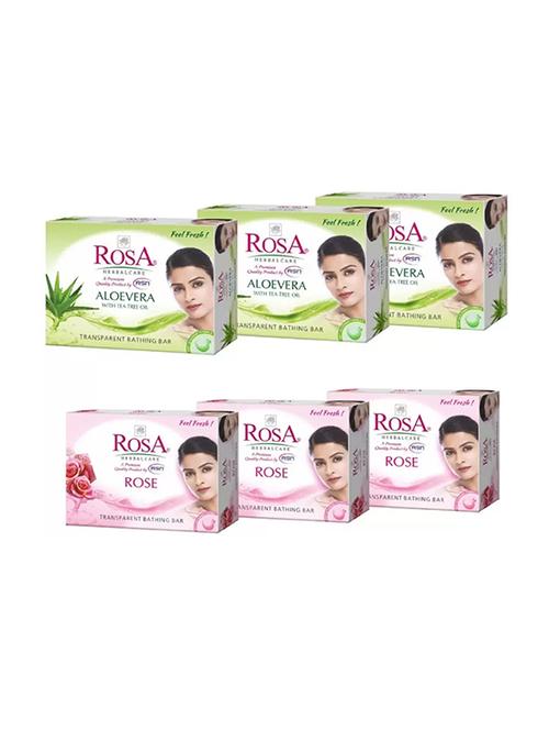 rosa transparent aloevera & rose gel soap i skin conditioners for moisturized skin i glyecrin bathing bar i pack 6 *100g each - 21716370 - Standard Image - 0