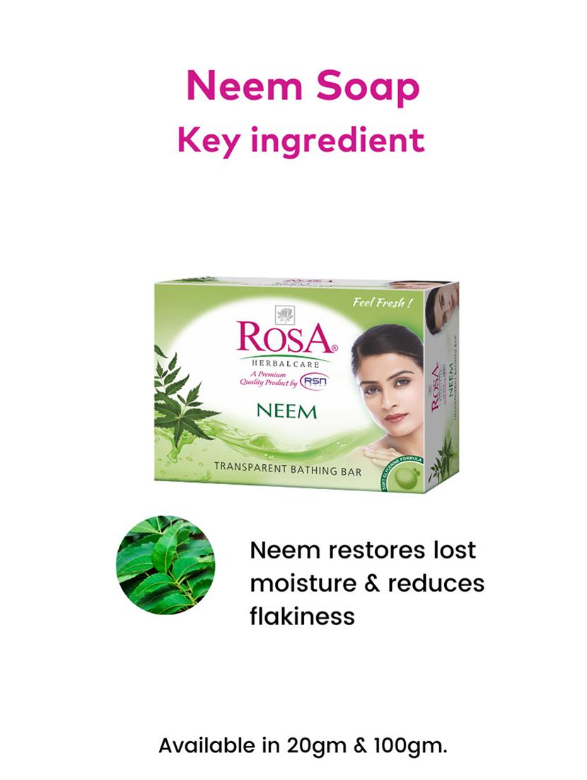 rosa transparent aloevera & neem gel soap i skin conditioners for moisturized skin i glyecrin bathing bar i pack 6 *100g each - 21716371 - Standard Image - 5