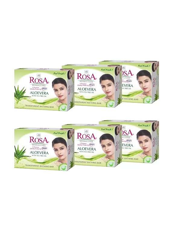 rosa transparent aloevera gel soap with tea tree oil i skin conditioners for moisturized skin i bathing bar i pack 6 *100g each