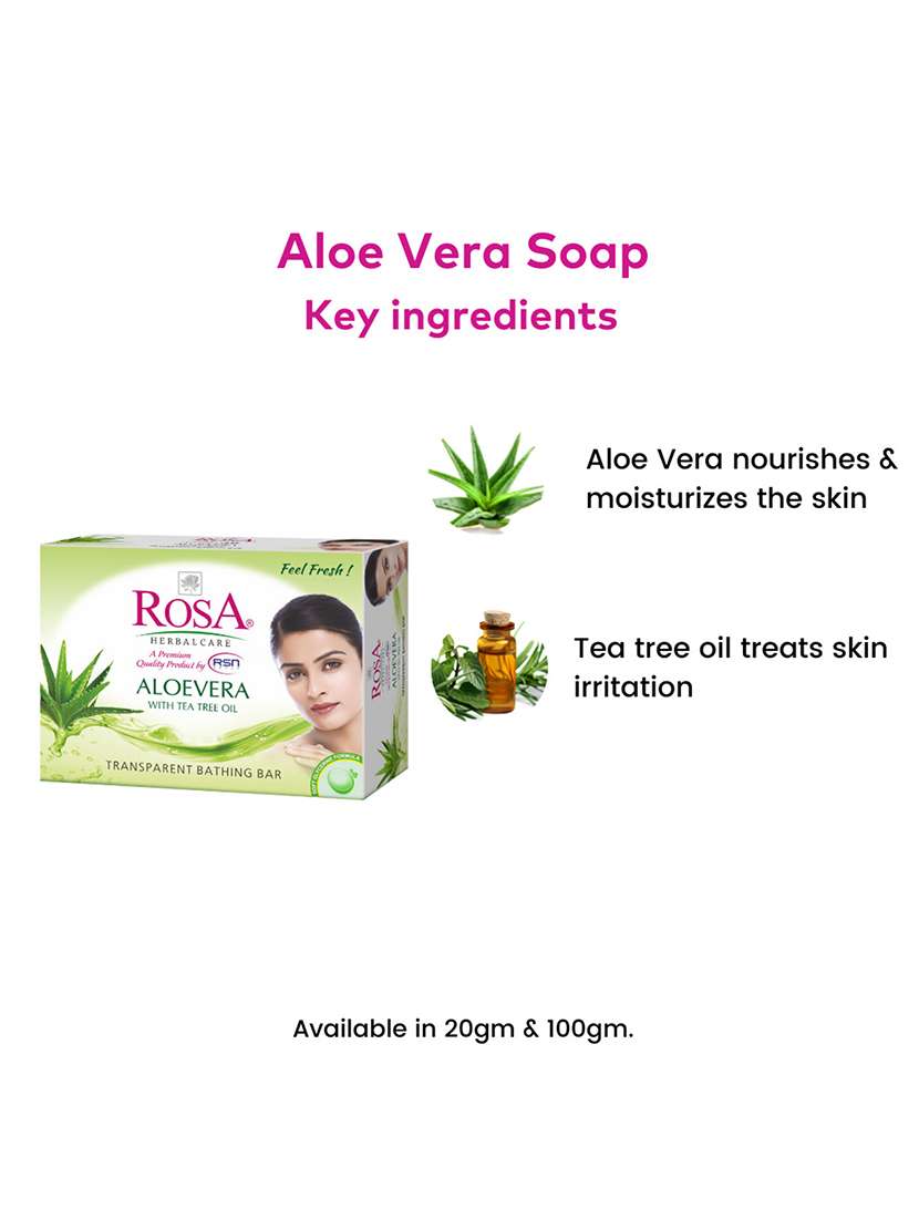 rosa transparent aloevera gel soap with tea tree oil i skin conditioners for moisturized skin i bathing bar i pack 6 *100g each - 21716376 -  Standard Image - 3