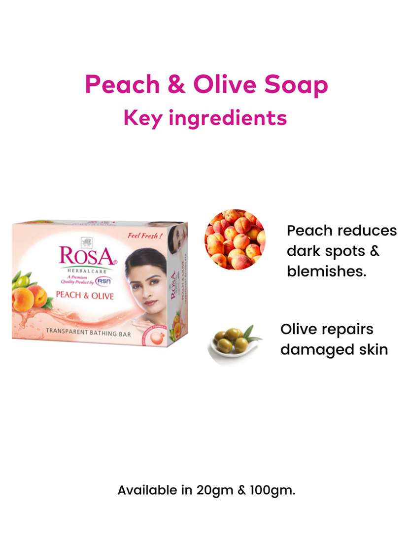 rosa transparent mint & peach & olive gel soap i skin conditioners for moisturized skin i bathing bar i pack 6 *100g each - 21716382 -  Standard Image - 5