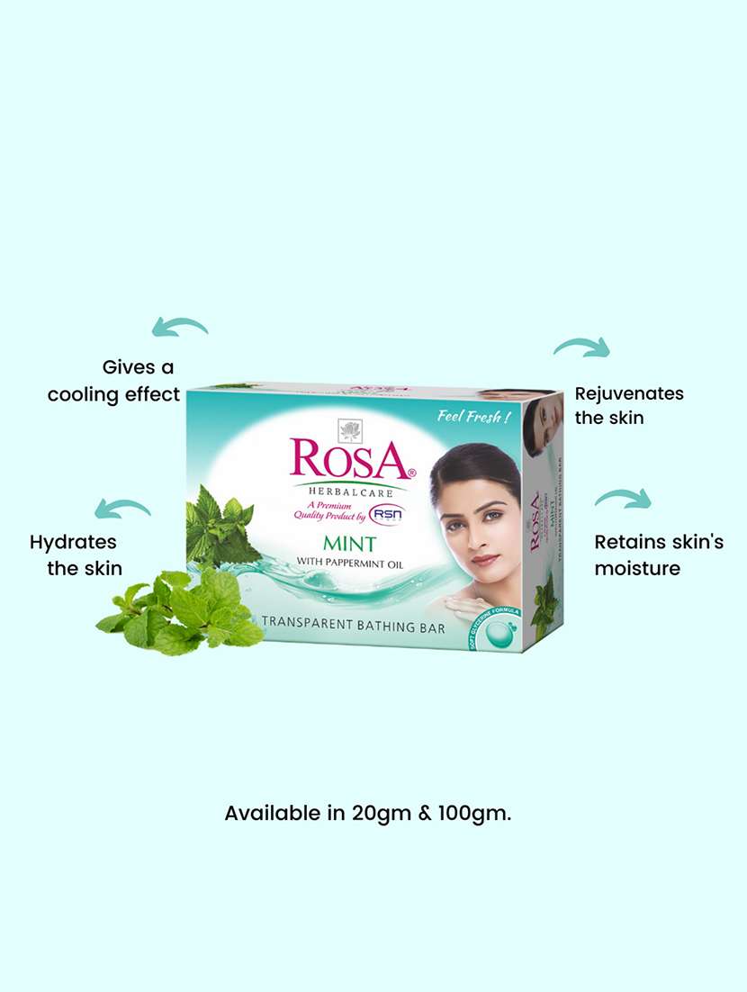 rosa transparent mint & rose gel soap i skin conditioners for moisturized skin i glyecrin bathing bar i pack 6 *100g each - 21716385 -  Standard Image - 3