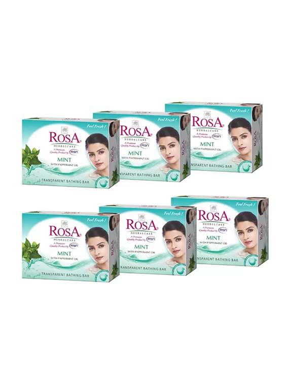 rosa transparent mint gel soap with pappermint and peach & olive gel soap i skin conditioners i bathing bar i pack 6 *100g each