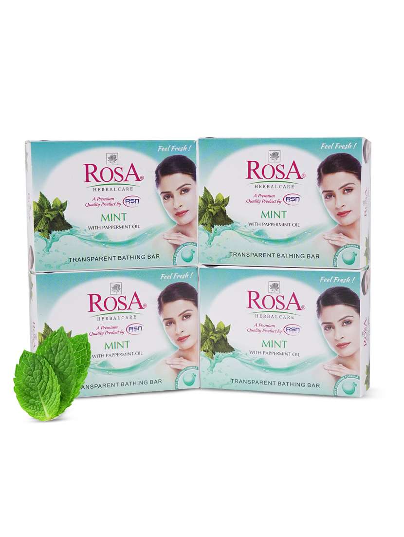 rosa transparent mint gel soap with pappermint, peach & olive gel soap i skin conditioners i bathing bar i pack 4 *100g each
