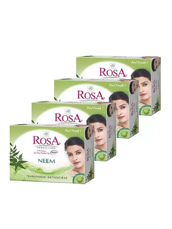 rosa transparent neem gel soap i skin conditioners for moisturized skin i glyecrin bathing bar i pack 4 *100g each