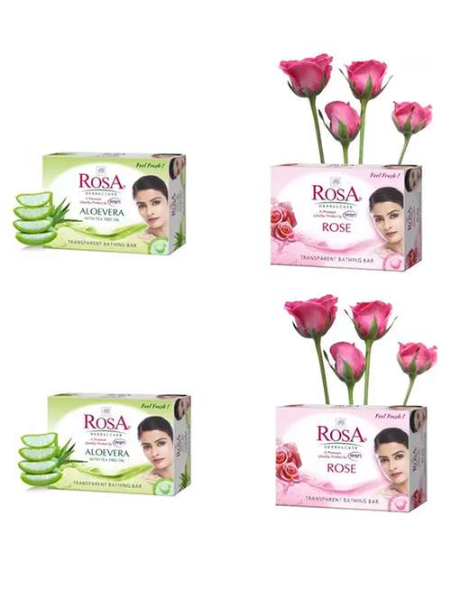 rosa transparent rose & aloevera gel soap i skin conditioners for moisturized skin i glyecrin bathing bar i pack 4 *100g each - 21716411 - Standard Image - 0